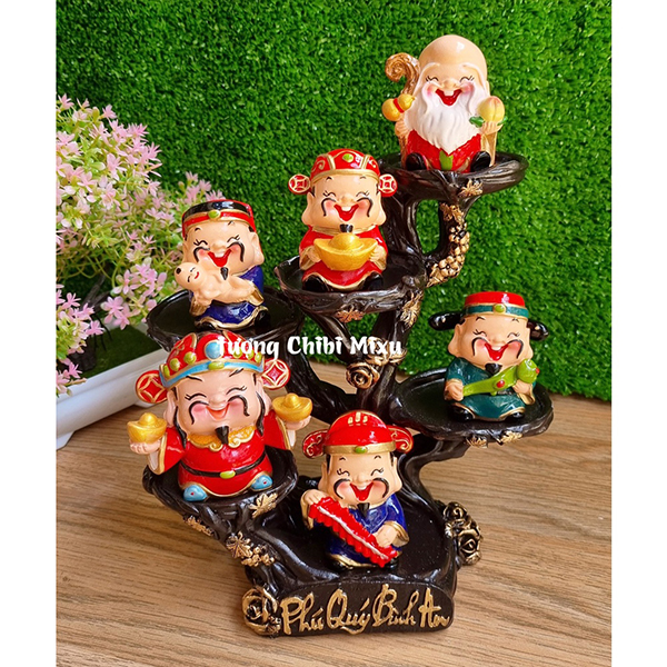 Bộ Ngũ Phúc 6cm kèm tượng Thần Tài